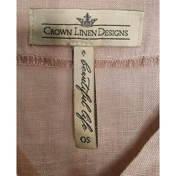 One Size Crown Linen Designs 100% Linen Dusty Pink Jasmine Kaftan - Picture 3 of 5